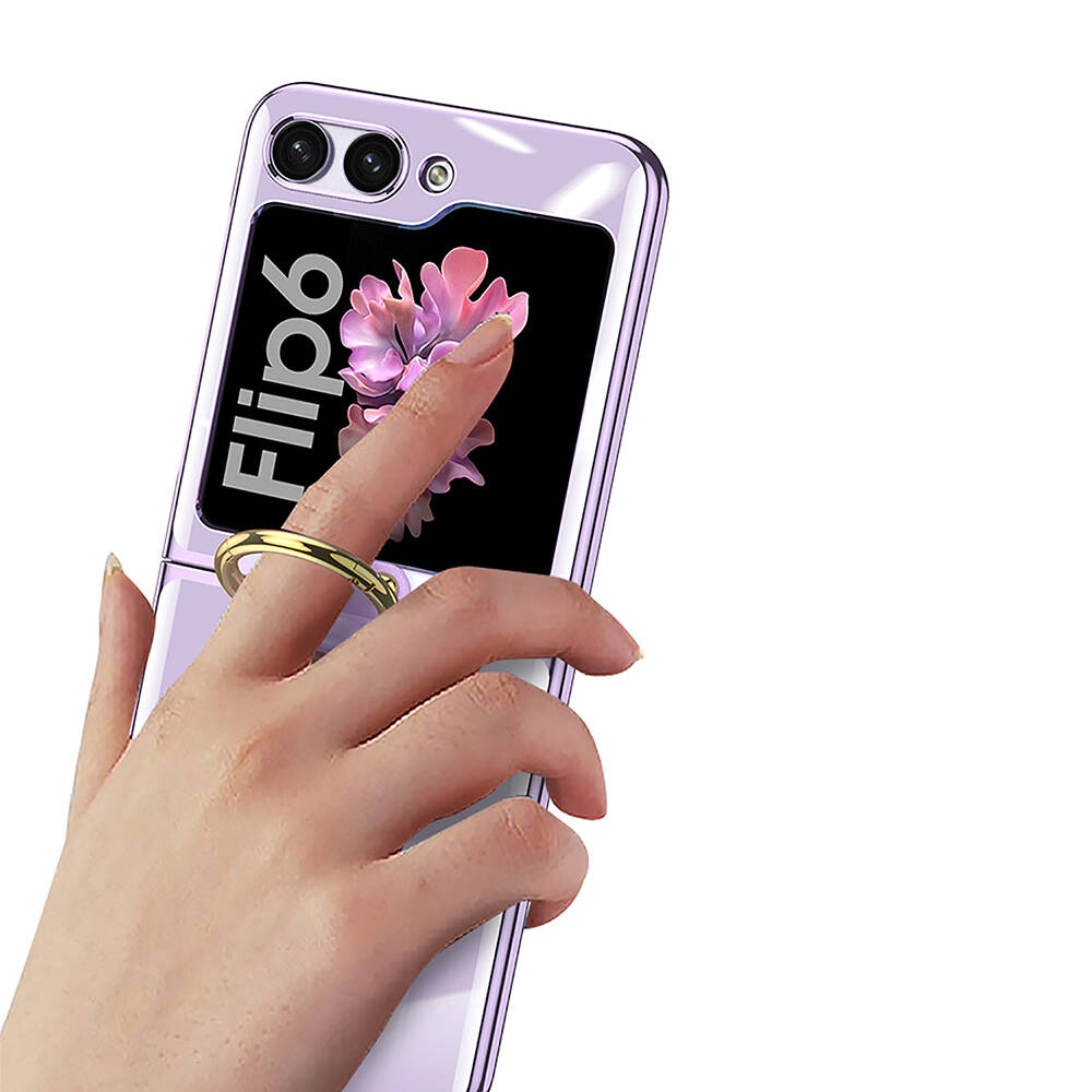 Samsung Galaxy Z Flip 6 Uyumlu Kılıf Zore Yüzüklü Kıpta Kapak - 15