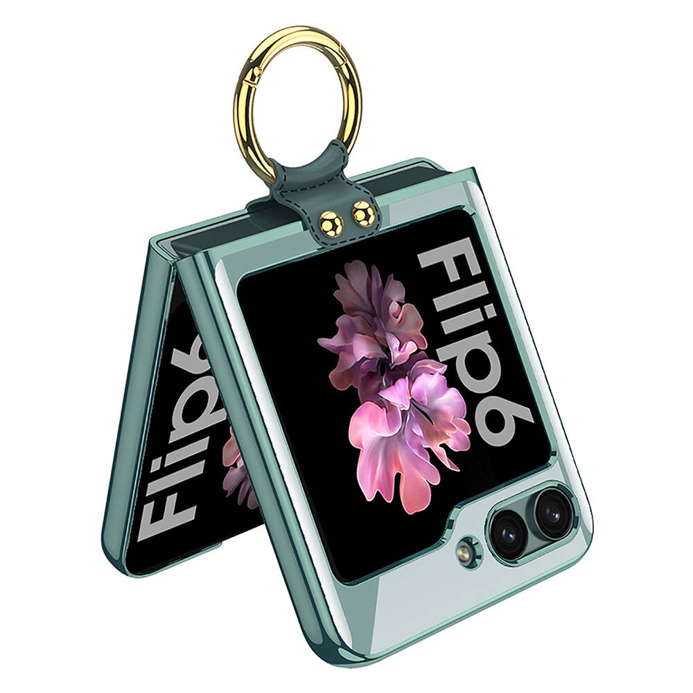 Samsung Galaxy Z Flip 6 Uyumlu Kılıf Zore Yüzüklü Kıpta Kapak - 17