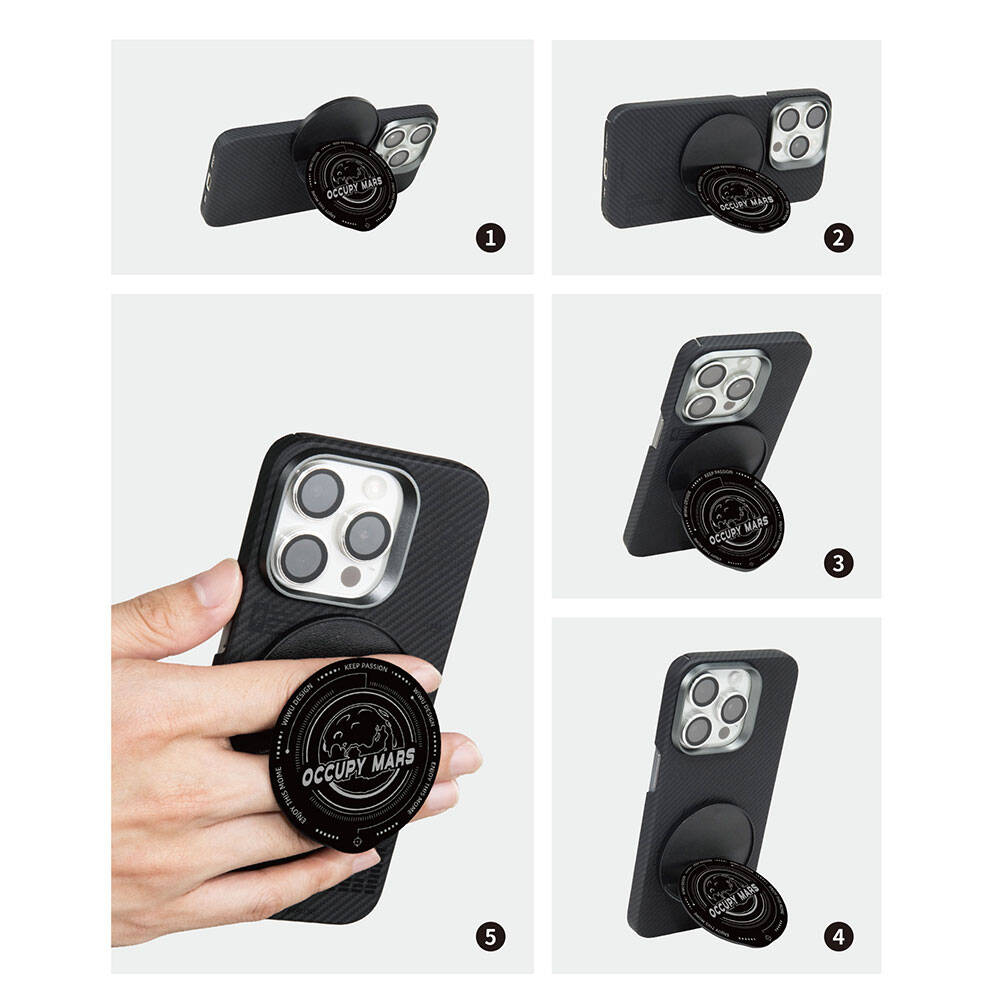 Wiwu B1 Magsafe Magnetik Özellikli Occupy Mars Tasarımlı Parmak Ring Stand - 6