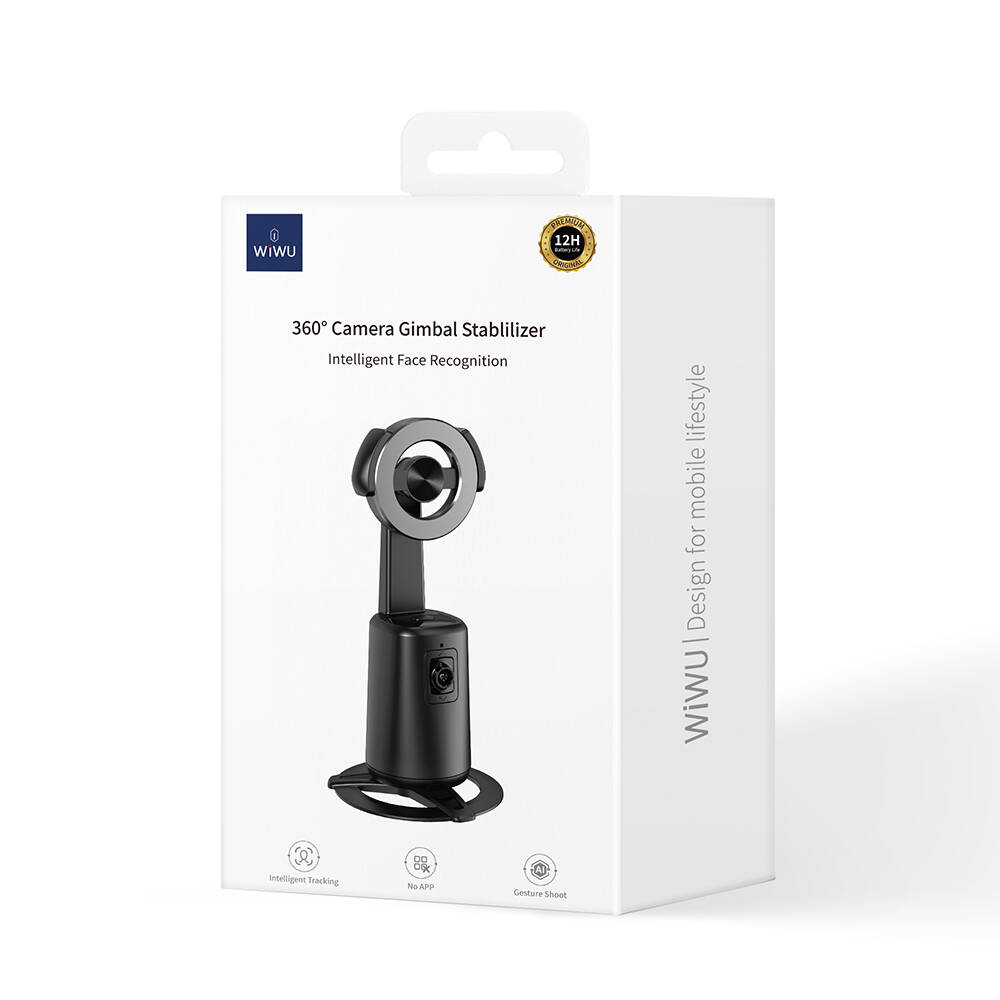 Wiwu Wi-SE010 Canlı Yayın 360° Dönebilen Akıllı Yüz Tanıma Takip Özellikli Magnetik Gimbal Sabitleyici Stand - 6