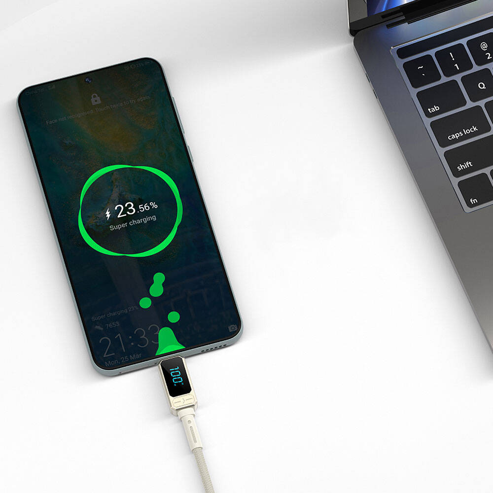 Wiwu Wi-C038 Titan Serisi Type-C to Type-C PD 100W LED Dijital Göstergeli Şarj ve Data Kablosu 1.2M - 4