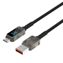 Wiwu Wi-C038 Titan Serisi USB-A to Type-C PD 6A 66W LED Dijital Göstergeli Şarj ve Data Kablosu 1.2M - 1