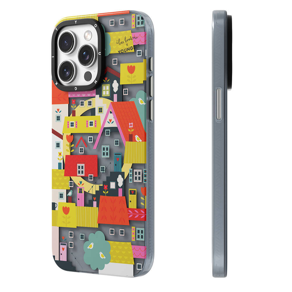 Apple iPhone 15 Pro Uyumlu Kılıf Magsafe Şarj Özellikli Bee Brown Tasarımlı Youngkit Colorful Life Serisi Kapak - 6