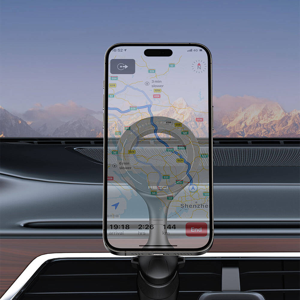 Recci RHO-C42 Magsafe Magnetik 360° Dönebilen Havalandırma Tasarım Araç Telefon Tutucu - 5