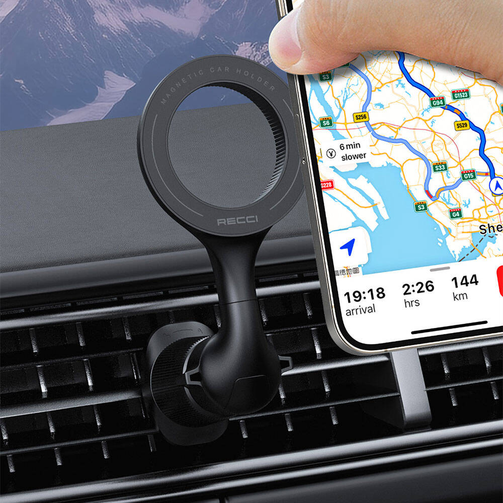 Recci RHO-C42 Magsafe Magnetik 360° Dönebilen Havalandırma Tasarım Araç Telefon Tutucu - 10