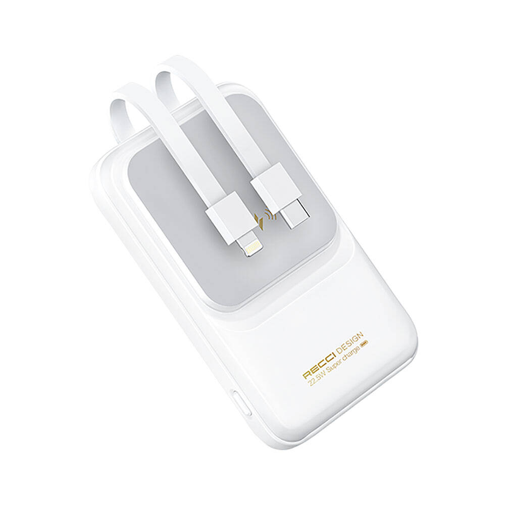 Recci RPB-W10 Polaris Serisi Çift Kablolu LED Dijital Göstergeli Wireless Powerbank 15W 10000mAh - 1