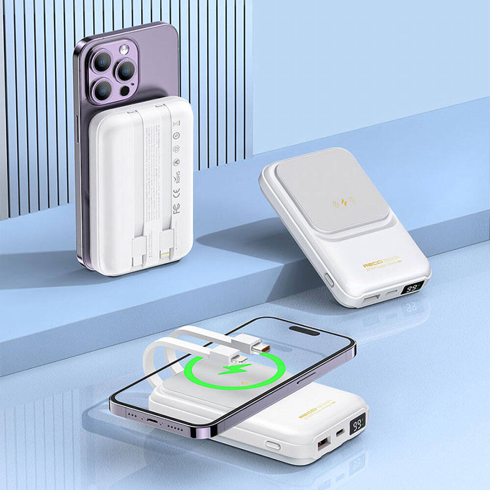 Recci RPB-W10 Polaris Serisi Çift Kablolu LED Dijital Göstergeli Wireless Powerbank 15W 10000mAh - 4
