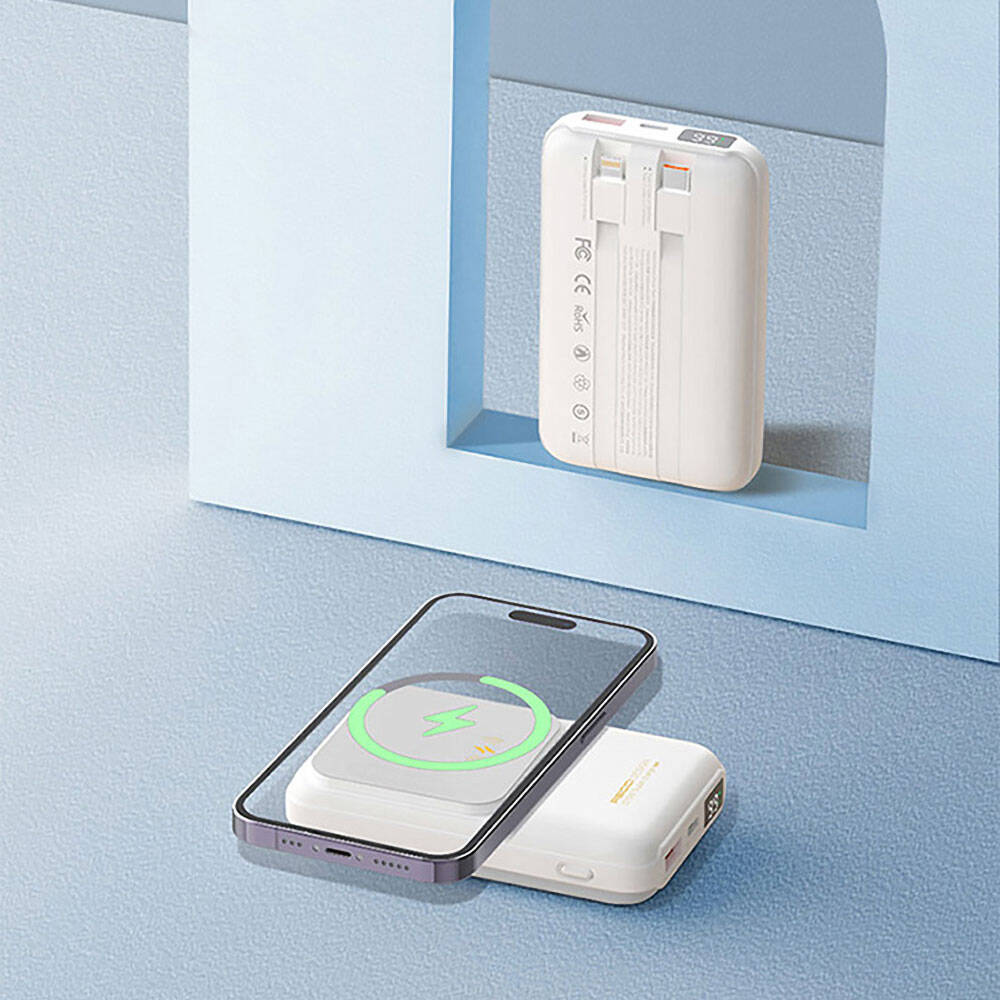 Recci RPB-W10 Polaris Serisi Çift Kablolu LED Dijital Göstergeli Wireless Powerbank 15W 10000mAh - 7