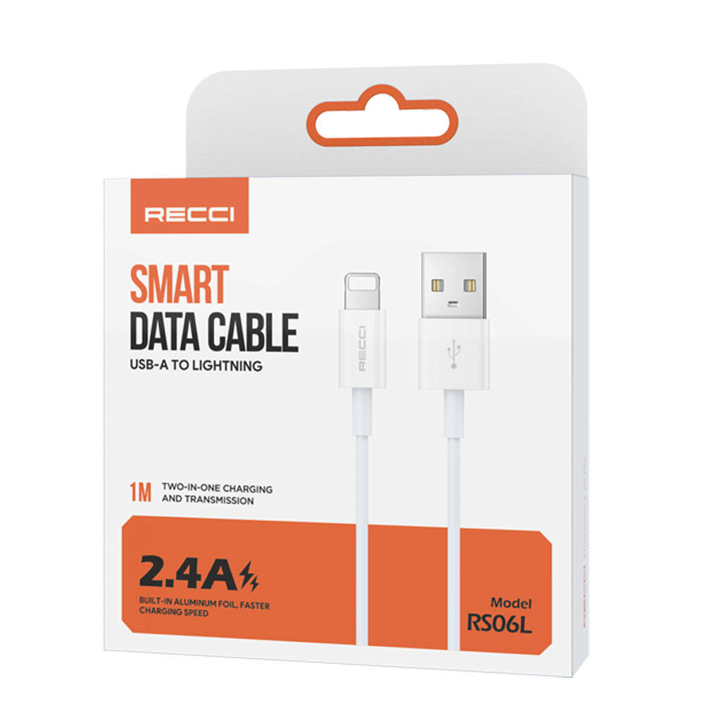 Recci RS06L USB-A to Lightning 2.4A Hızlı Şarj Özellikli Data ve Şarj Kablosu 1M - 3