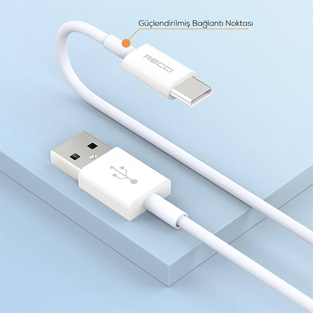 Recci RS06C USB-A to Type-C 3A Hızlı Şarj Özellikli Data ve Şarj Kablosu 1M - 2
