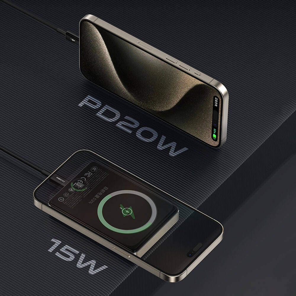 Recci RPB-W26 Armor Serisi Ultra İnce PD 20W Hızlı Şarj Özellikli Wireless Powerbank 15W 10000mAh - 4