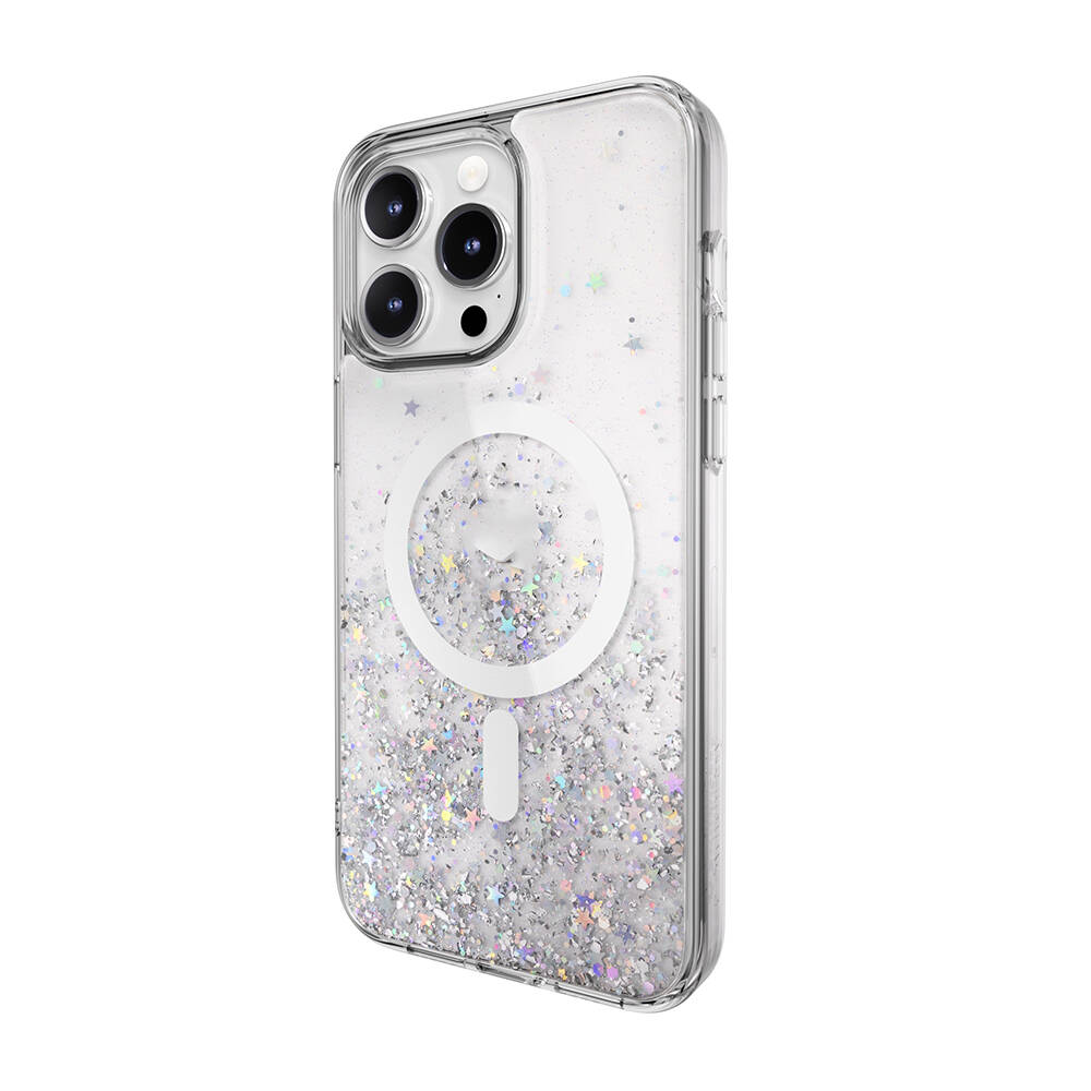 Apple iPhone 15 Pro Max Uyumlu Kılıf Magsafe Şarj Özellikli Parlayan Simli Şeffaf Lisanslı Switcheasy Starfield-M Kapak - 2