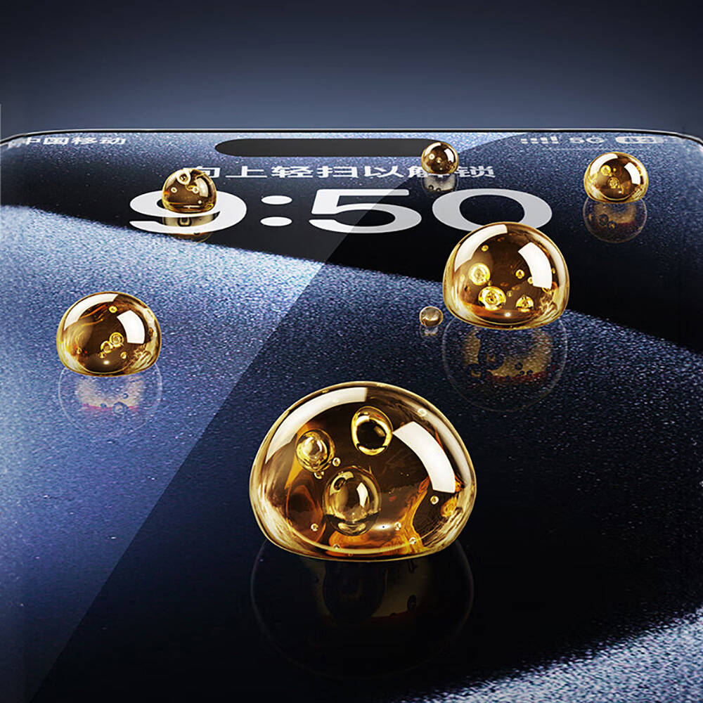 Apple iPhone 15 Pro Max Uyumlu Wiwu SQ-008 Oleofobik Easy Install Darbeye Karşı Dayanıklı Temperli Cam Ekran Koruyucu + Kolay Uygulama Aparatlı - 6