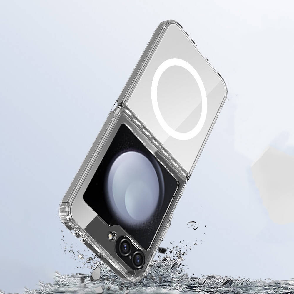 Samsung Galaxy Z Flip 6 Uyumlu Kılıf Magsafe Şarj Özellikli Şeffaf Sert PC Zore Embos Kapak - 2