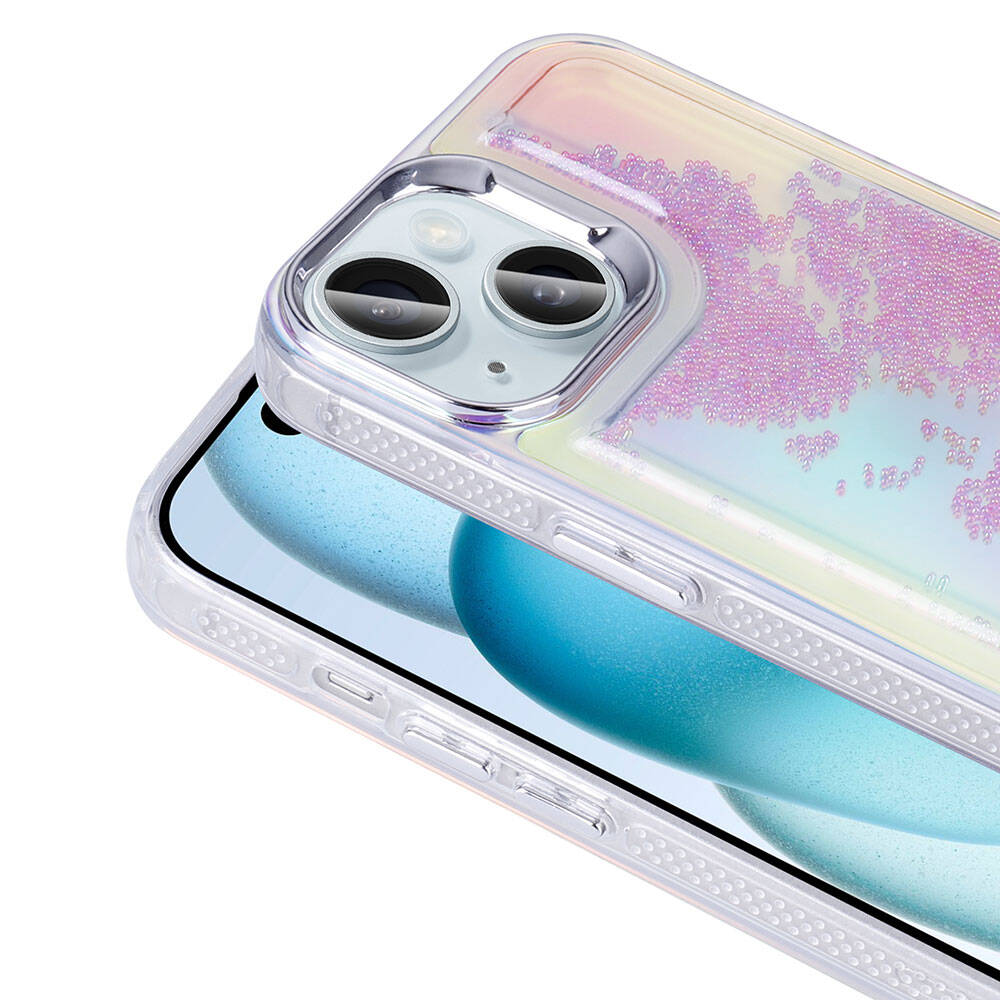 Apple iPhone 15 Uyumlu Kılıf Airbagli Renkli Arka Yüzey Boncuk Tasarımlı Zore Kumul Kapak - 3