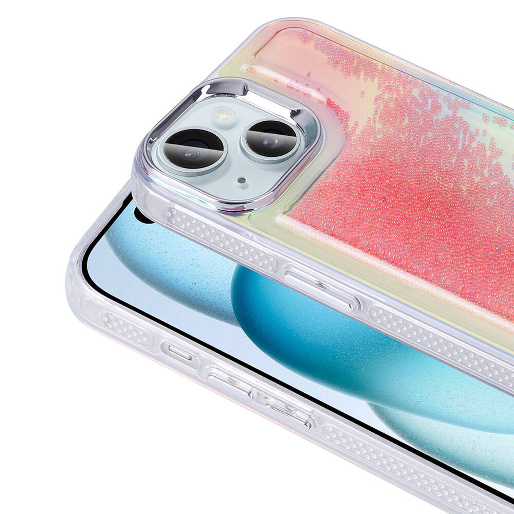 Apple iPhone 15 Uyumlu Kılıf Airbagli Renkli Arka Yüzey Boncuk Tasarımlı Zore Kumul Kapak - 6