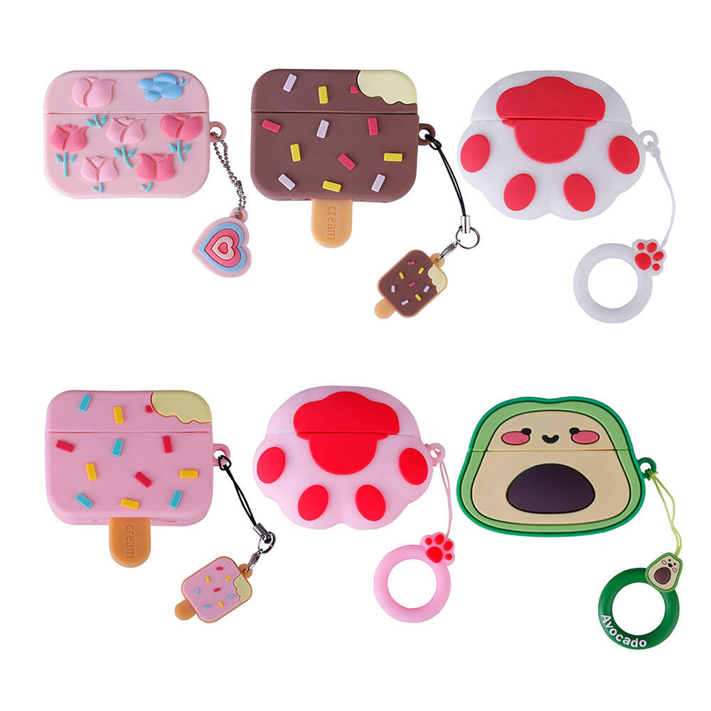 Apple Airpods Pro 2 Uyumlu Zore TPU Kabartma Figürlü İpli Airbag 37 Silikon Kılıf - 7