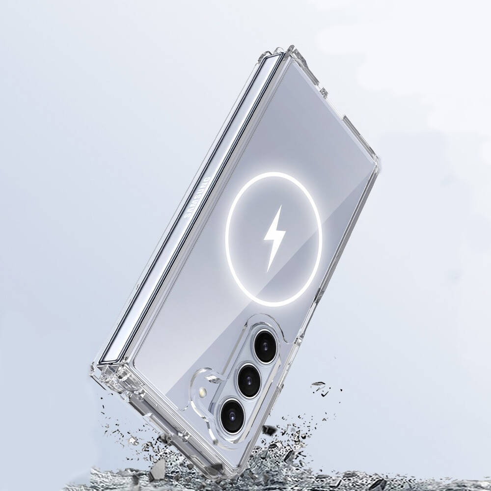 Samsung Galaxy Z Fold 6 Uyumlu Kılıf Magsafe Şarj Özellikli Şeffaf Sert PC Zore Embos Kapak - 1