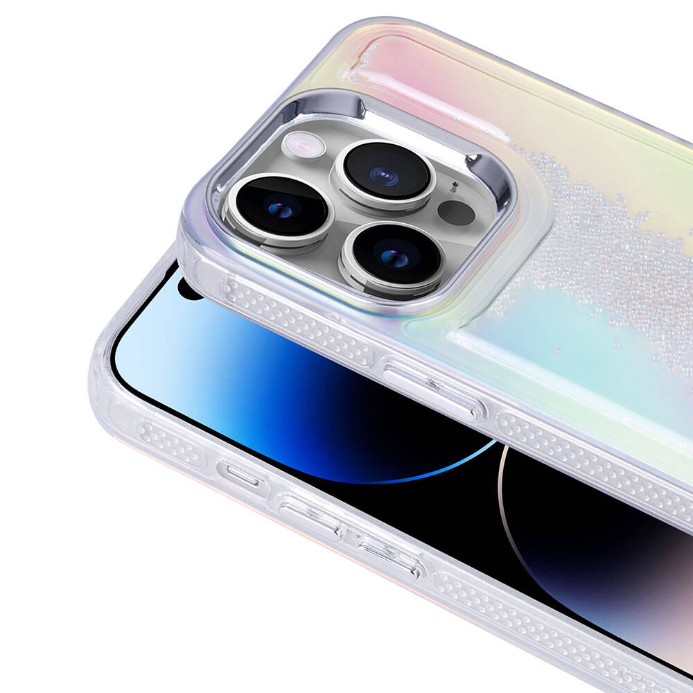 Apple iPhone 14 Pro Max Uyumlu Kılıf Airbagli Renkli Arka Yüzey Boncuk Tasarımlı Zore Kumul Kapak - 6