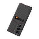 Samsung Galaxy Z Fold 6 Uyumlu Kılıf Karbon Fiber Kartlıklı Zore Kıpta Dik Açılan Kartlıklı Kapak - 2