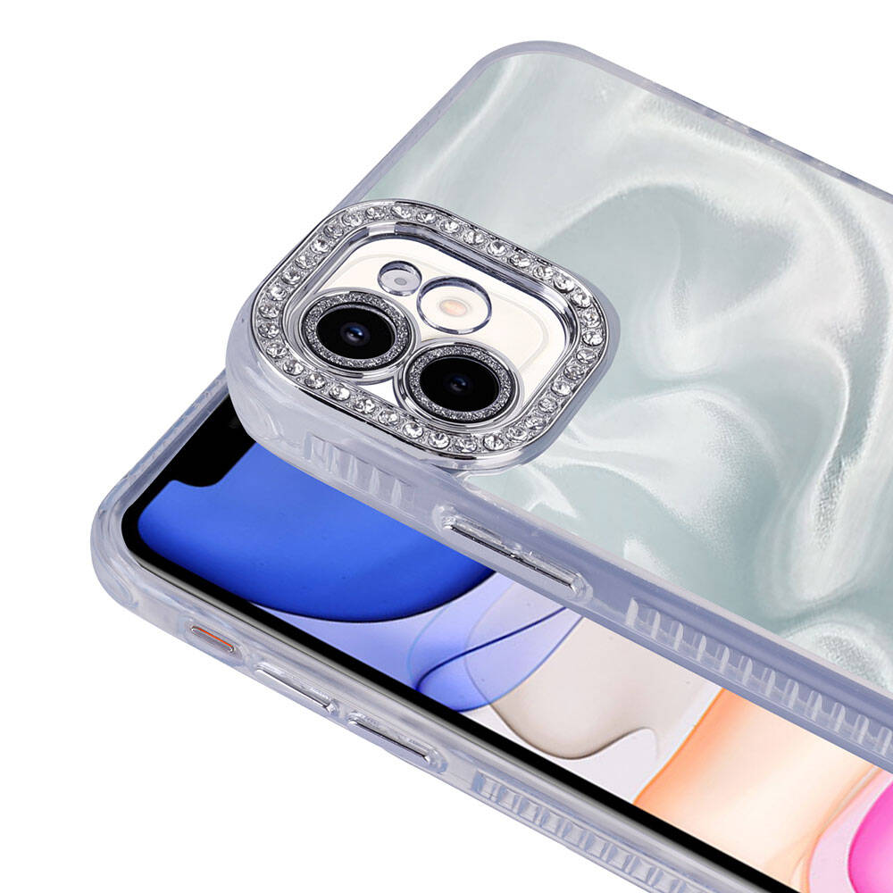 Apple iPhone 12 Uyumlu Kılıf Airbagli Parlak Taş Detay Tasarımlı Zore Esila Kapak - 3