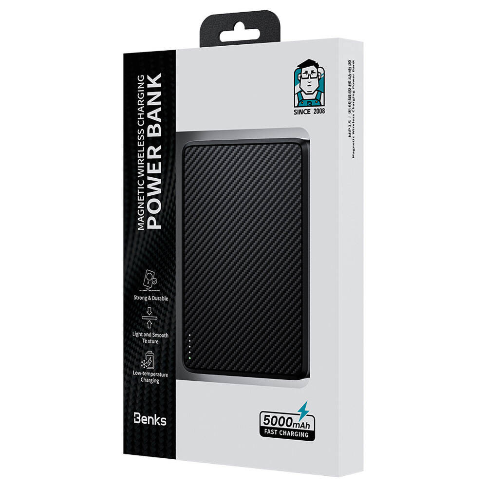 Benks MP15 ArmorGo Magsafe Şarj Özellikli Ultra İnce 600D Aramid Fiber Powerbank 15W 5000mAh - 1