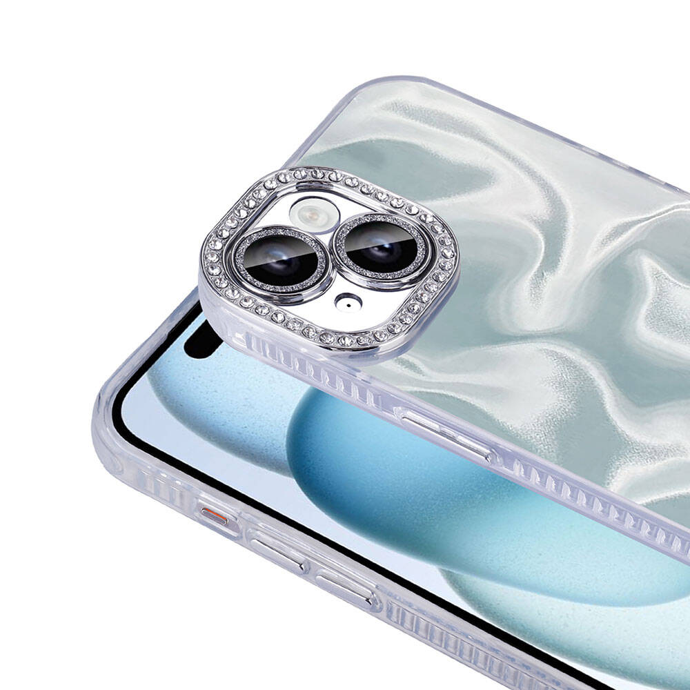 Apple iPhone 14 Uyumlu Kılıf Airbagli Parlak Taş Detay Tasarımlı Zore Esila Kapak - 3