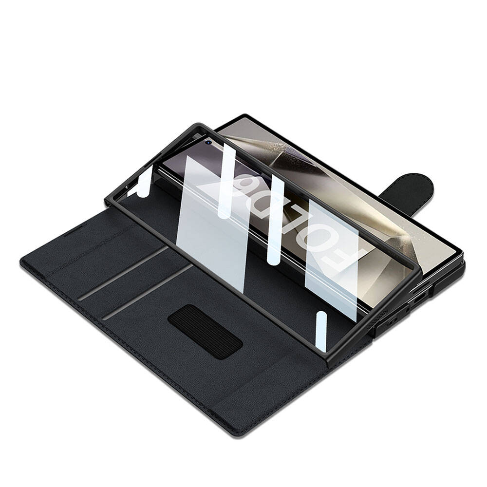 Samsung Galaxy Z Fold 6 Uyumlu Kılıf Kamera Korumalı Kadife Tasarımlı Zore Kıpta Kalemli Fest Kapak - 3