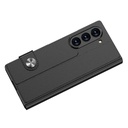 Samsung Galaxy Z Fold 6 Uyumlu Kılıf Suni Deri Tasarımlı Magnetik Tokalı ve Kartlıklı Zore Kıpta Zegna Kapak - 1