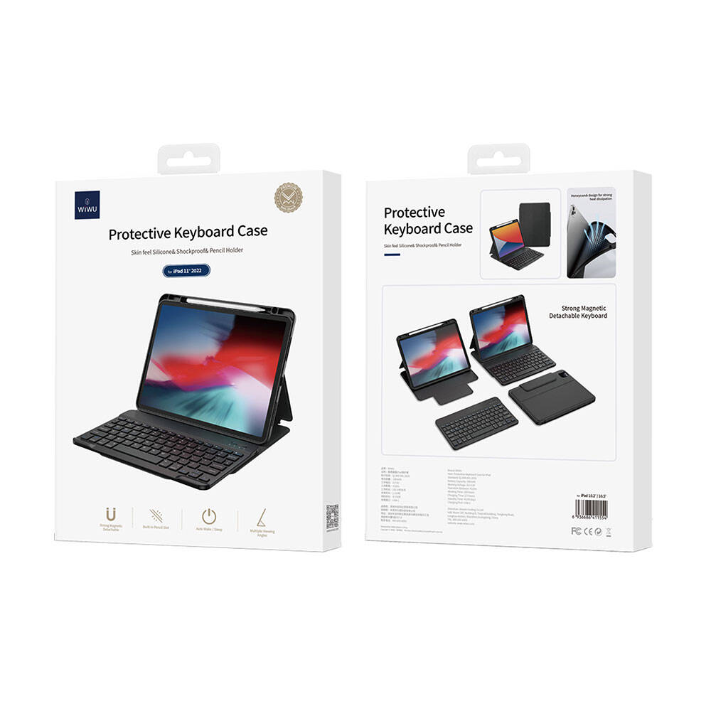 Apple iPad Pro 13 2024 Uyumlu Wiwu Protective Gizli Kalem Bölmeli Klavyeli Kılıf - 9