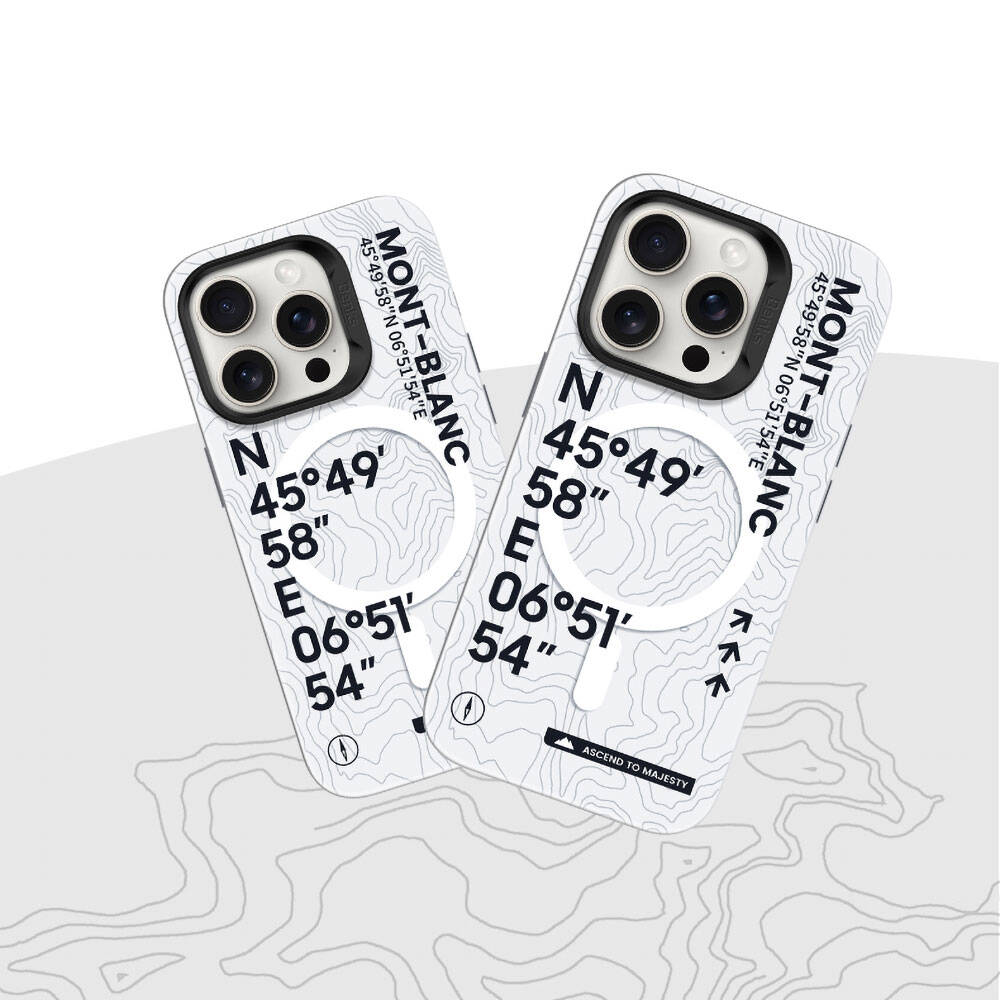 Apple iPhone 14 Pro Max Uyumlu Kılıf Magsafe Şarj Özellikli Koordinat Yazı Desenli Benks Summit Serisi Kapak - 1