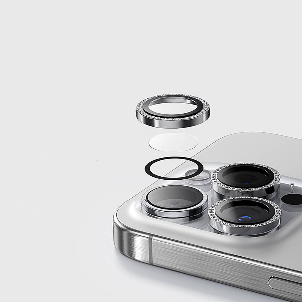 Apple iPhone 15 Pro Uyumlu Casebang Gem Kamera Lens Koruyucu - 1