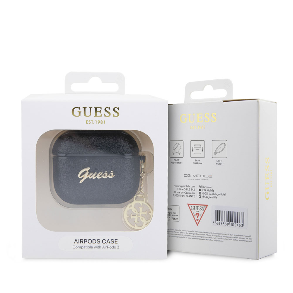 Apple Airpods 3. Nesil Uyumlu Kılıf GUESS Glitter 4G Charm Kapak - 4