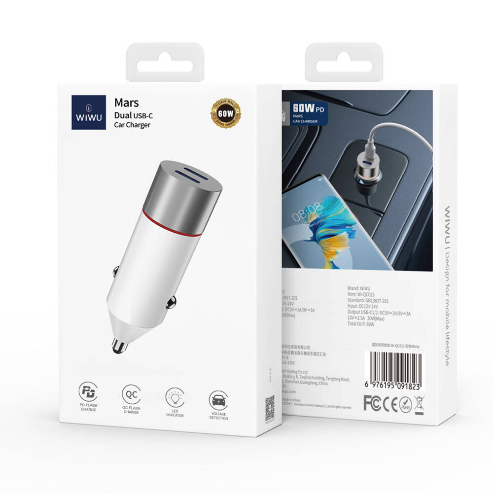 Wiwu Wi-QC023 60W Çift PD Hızlı Şarj Araç Şarj Başlığı - 3