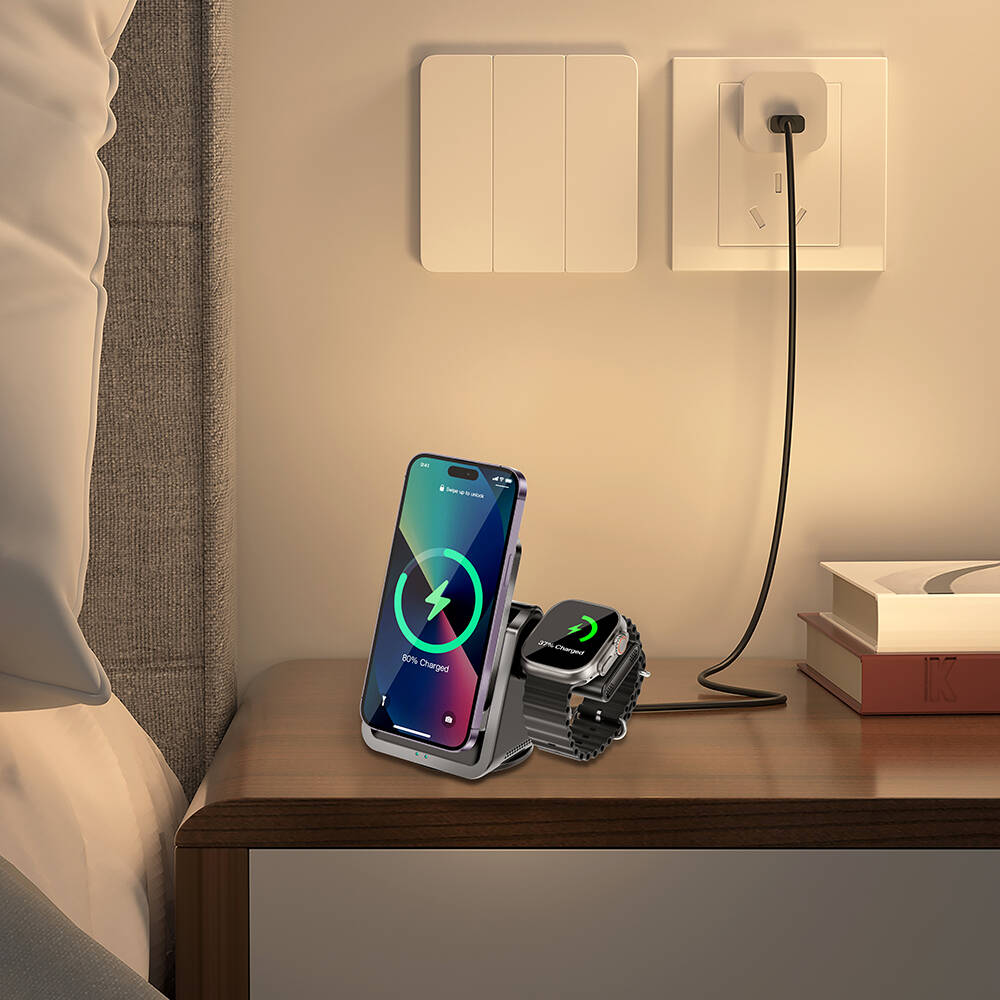 Wiwu Wi-W018 Coolpad Serisi 3in1 Kablosuz Şarj Standı - 5