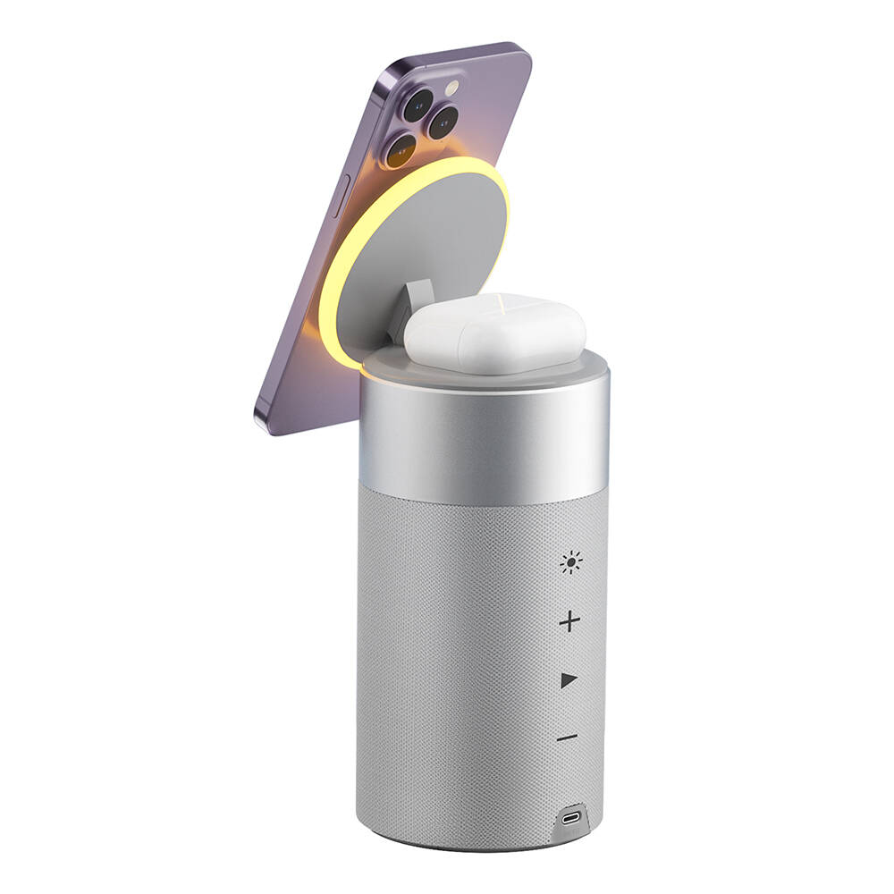 Wiwu Wi-W022 Kablosuz Şarj Standlı Ambiyans Işıklı Bluetooth Speaker Hoparlör - 2