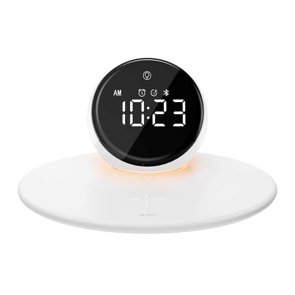 Wiwu Wi-W017 Kablosuz Şarj Standlı Çift Alarmlı Dijital Saatli Bluetooth Speaker Hoparlör - 1