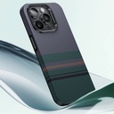 Apple iPhone 15 Pro Uyumlu Kılıf Magsafe Şarj Özellikli Karbon Fiber Tasarımlı Benks Aurora ArmorPro Kevlar Kapak - 5