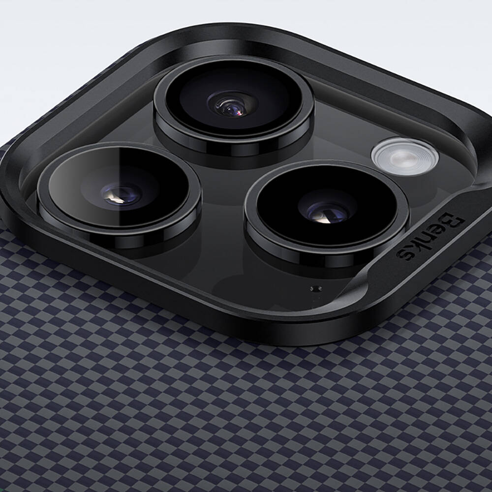 Apple iPhone 15 Pro Uyumlu Kılıf Magsafe Şarj Özellikli Karbon Fiber Tasarımlı Benks Aurora ArmorPro Kevlar Kapak - 8