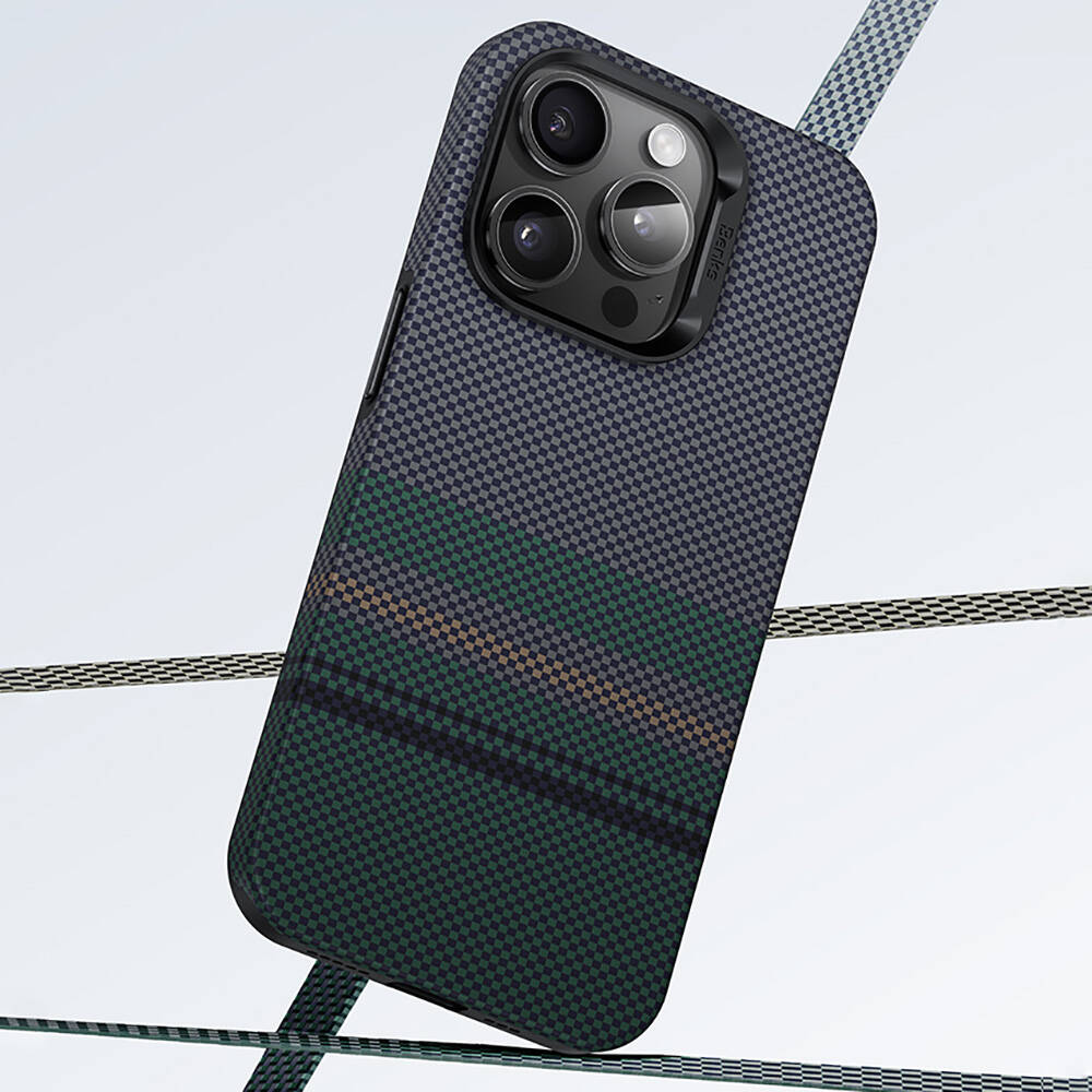 Apple iPhone 15 Pro Max Uyumlu Kılıf Magsafe Şarj Özellikli Karbon Fiber Tasarımlı Benks Aurora ArmorPro Kevlar Kapak - 4