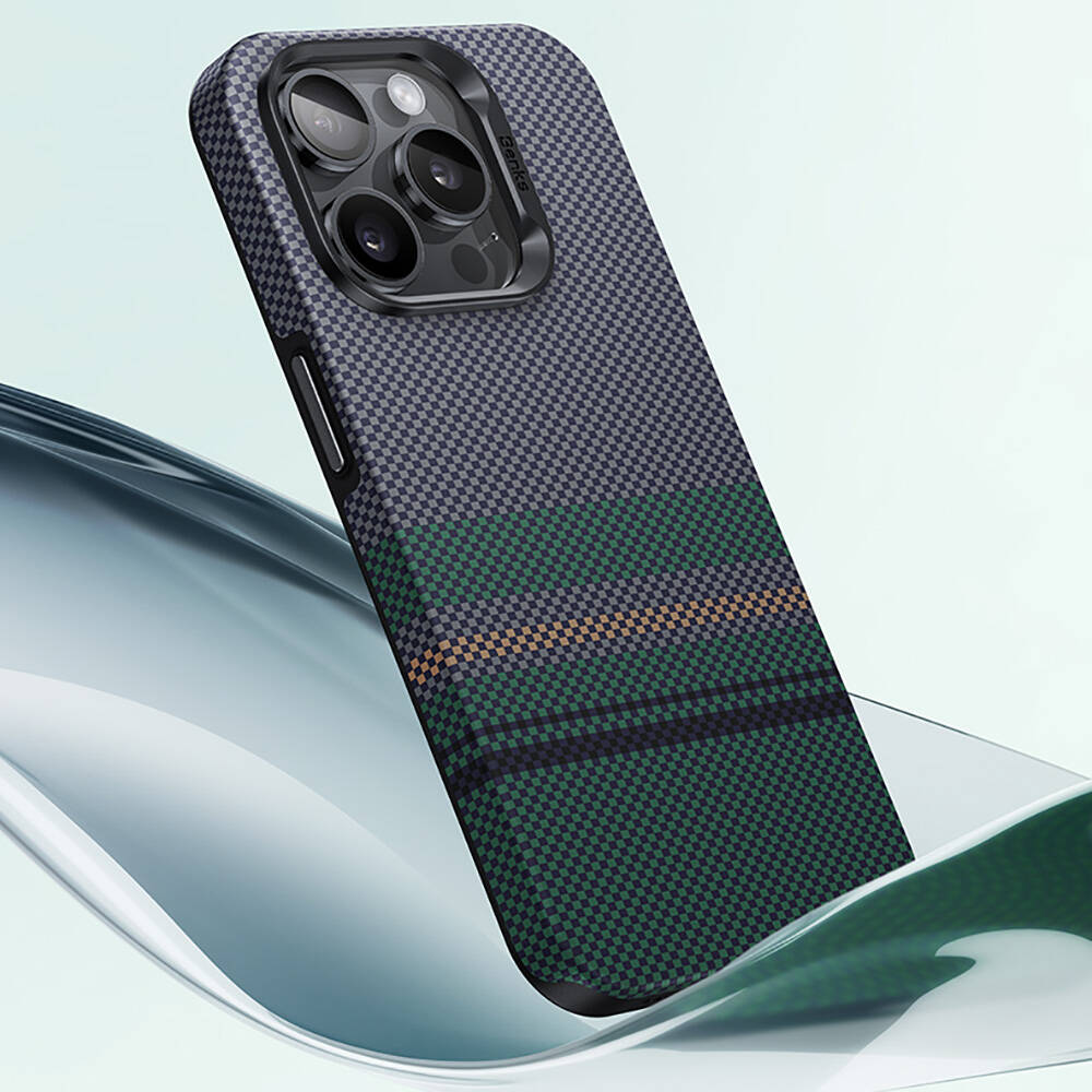 Apple iPhone 15 Pro Max Uyumlu Kılıf Magsafe Şarj Özellikli Karbon Fiber Tasarımlı Benks Aurora ArmorPro Kevlar Kapak - 5