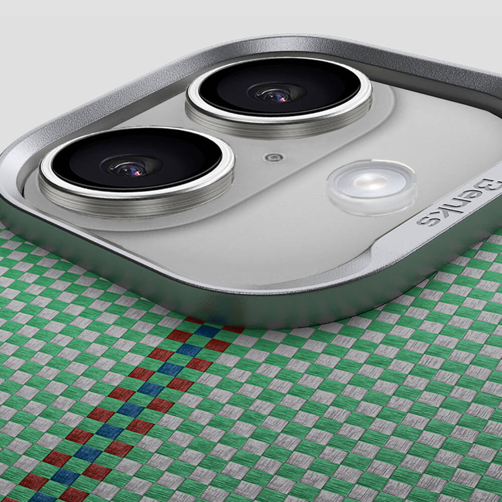 Apple iPhone 16 Kılıf Magsafe Şarj Özellikli Karbon Fiber Tasarımlı Benks Passion Green ArmorAir Kevlar Kapak - 4