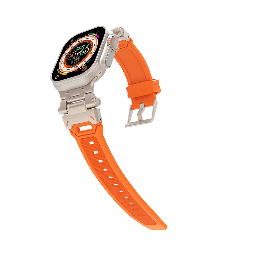 Apple Watch 42mm Uyumlu Zore KRD-108 Metal Başlıklı Silikon Kordon - 4