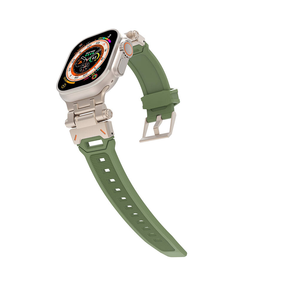 Apple Watch 42mm Uyumlu Zore KRD-108 Metal Başlıklı Silikon Kordon - 7