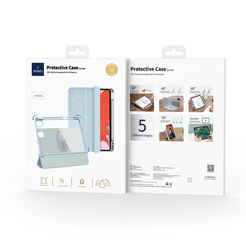 Apple iPad Pro 11 2024 Uyumlu Wiwu 360° Dönebilen Standlı Magnetik Koruyucu Tablet Kılıfı - 23