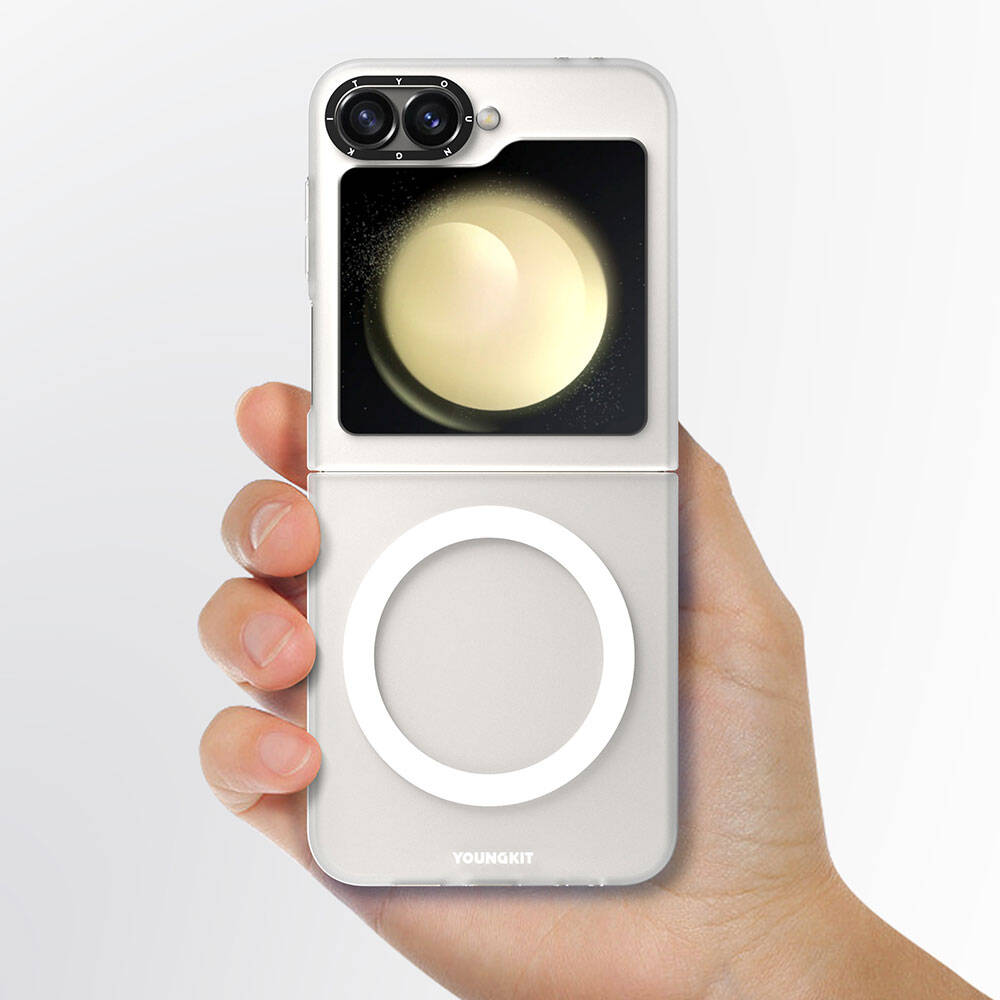 Samsung Galaxy Z Flip 6 Uyumlu Kılıf Magsafe Şarj Özellikli Youngkit Hidden Sand Serisi Kapak - 2