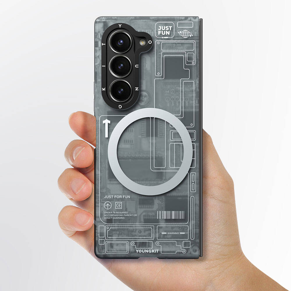 Samsung Galaxy Z Fold 6 Uyumlu Kılıf Magsafe Şarj Özellikli YoungKit Technology Serisi Kapak - 5