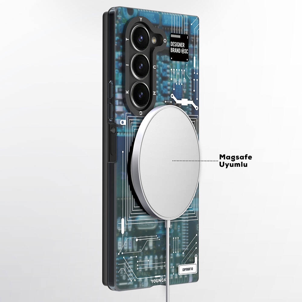 Samsung Galaxy Z Fold 6 Uyumlu Kılıf Magsafe Şarj Özellikli YoungKit Technology Serisi Kapak - 6