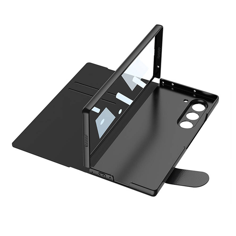 ​Samsung Galaxy Z Fold 6 Uyumlu Kılıf Kamera Korumalı Kartlıklı Kalem Bölmeli Zore Kıpta Çizgili Droga Kılıf - 2