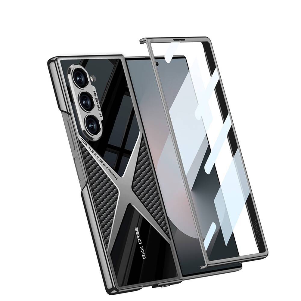 Samsung Galaxy Z Fold 6 Uyumlu Kılıf Ultra İnce Kamera Korumalı PC + Karbon Arka Yüzey Zore X-Pro Kapak - 2